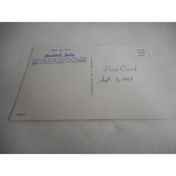 Vintage Postcard unposted Bushkill Falls, PA Bridal Veil Falls 1960s - Picture 2 of 2